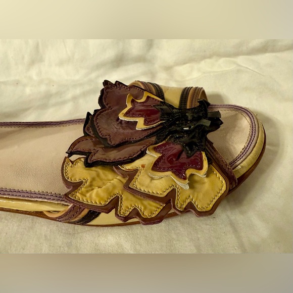 PRADA Women’s Sandals Vintage Ivory Tan Leather EU 37.5 US 7 - Picture 13 of 15